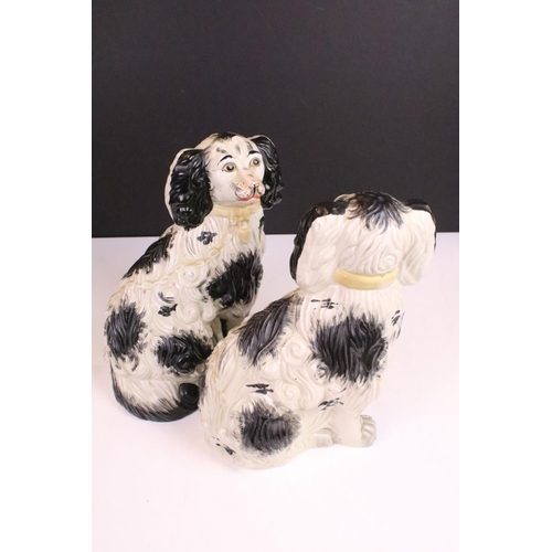 64 - Pair of hand painted King Charles Spaniel mantle dogs