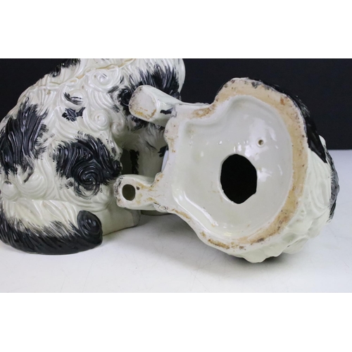 64 - Pair of hand painted King Charles Spaniel mantle dogs