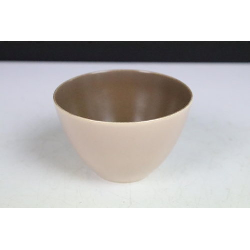 68 - Mid century Poole Pottery two tone coffee set comprising two coffee pots, six coffee cups and six sa... 