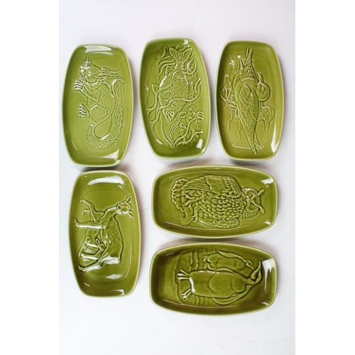 68 - Mid century Poole Pottery two tone coffee set comprising two coffee pots, six coffee cups and six sa... 