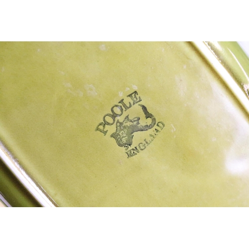 68 - Mid century Poole Pottery two tone coffee set comprising two coffee pots, six coffee cups and six sa... 