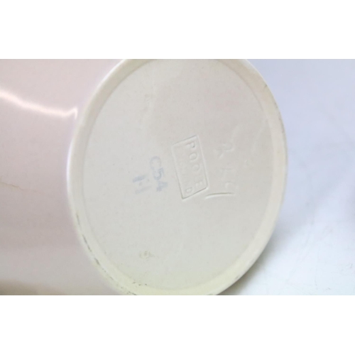 68 - Mid century Poole Pottery two tone coffee set comprising two coffee pots, six coffee cups and six sa... 