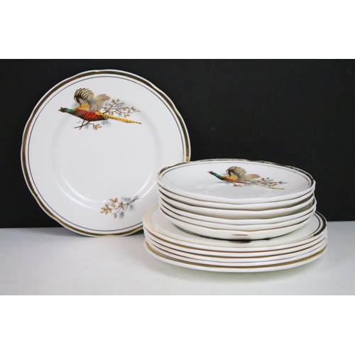 69 - Six Staffordshire Sheridan pheasant design trios along with a selection of Carlton ware floral items... 