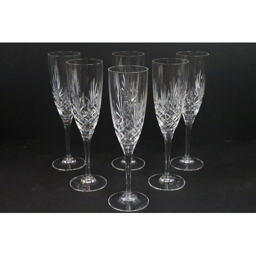 70 - Stuart Crystal fruit bowl, Daisy cheese platter and six Doulton International Crystal champagne flut... 