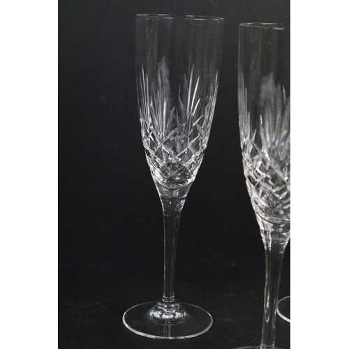 70 - Stuart Crystal fruit bowl, Daisy cheese platter and six Doulton International Crystal champagne flut... 