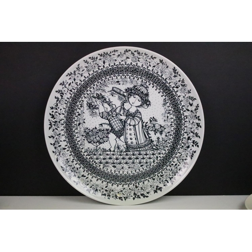 73 - Assortment of Danish pottery and Royal Copenhagen items together with a large hanging decorative pla... 