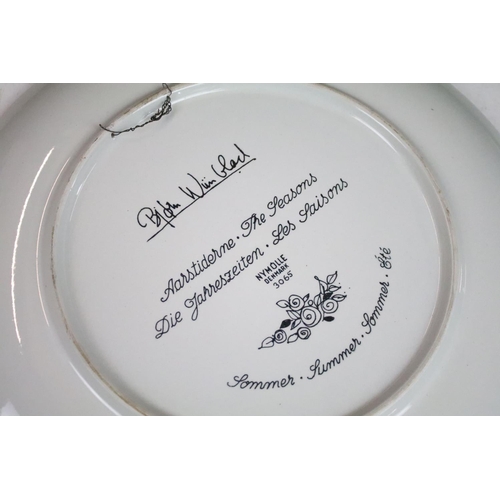 73 - Assortment of Danish pottery and Royal Copenhagen items together with a large hanging decorative pla... 