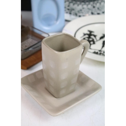 73 - Assortment of Danish pottery and Royal Copenhagen items together with a large hanging decorative pla... 