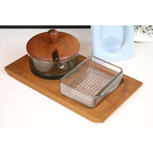 73 - Assortment of Danish pottery and Royal Copenhagen items together with a large hanging decorative pla... 