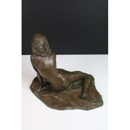 88 - Vintage resin male nude seated pose sculpture, H30cm