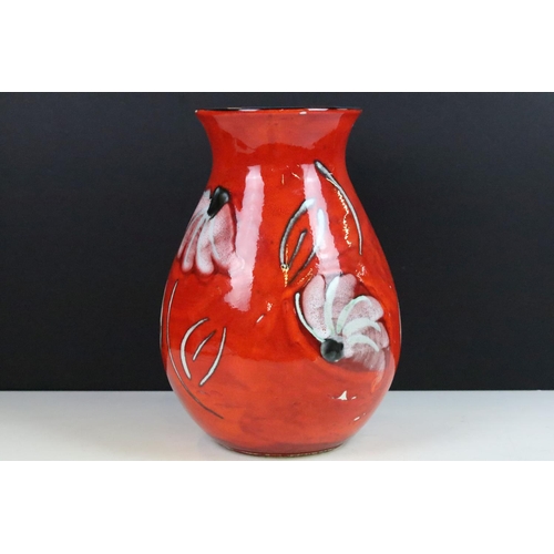 9 - Poole pottery living glaze Daisy large red vase, H 26cm