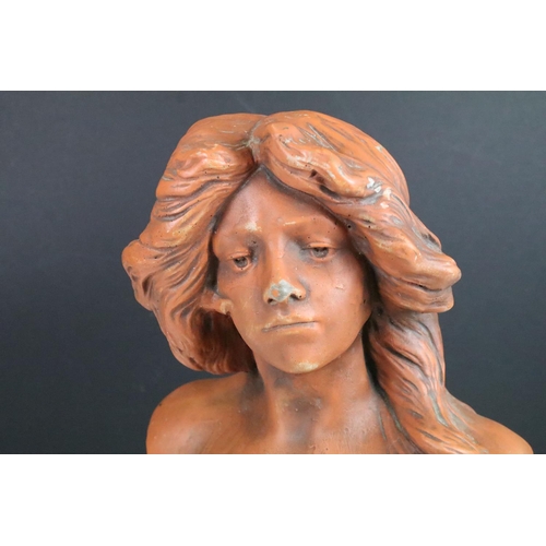 93 - Art Nouveau heavy bust of female based on Judith by Goyeau, H 45cm