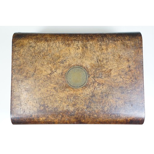 108 - Walnut brass inlay box with velvet frame lining and letter compartment together with walnut writers ... 