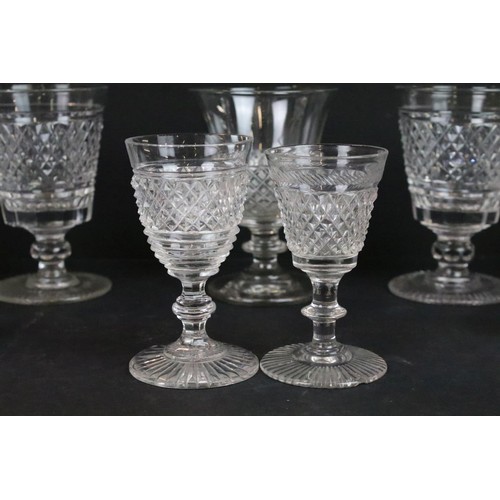 41 - Collection of mainly pressed and cut glass, to include whisky tumblers, wine glasses, sherry glasses... 