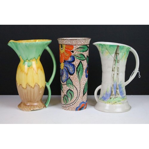 44 - Collection of vintage Art Deco vases to include Tam's ware, J H W & Sons Ltd examples, a Porcelon Mi... 