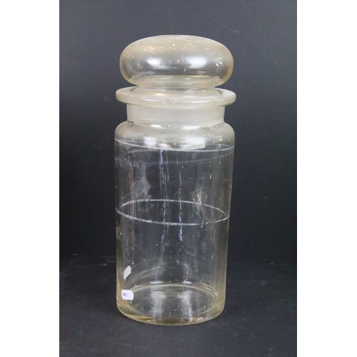 80 - Trio of vintage sweet candy counter apothecary display jars with lids to include Greenline Mints adv... 