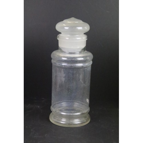 80 - Trio of vintage sweet candy counter apothecary display jars with lids to include Greenline Mints adv... 