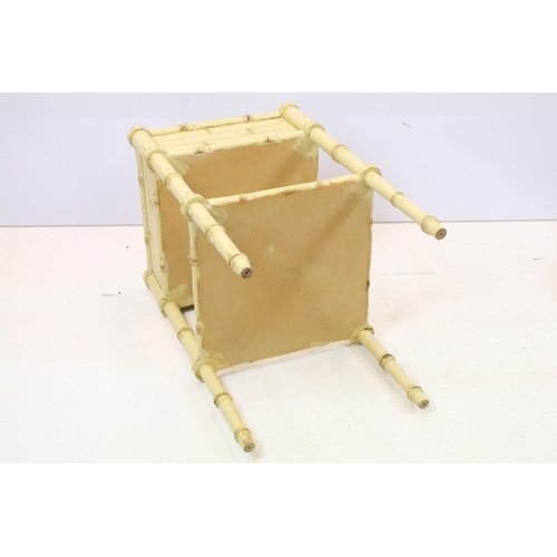 477 - 20th century carved bedside table, carved and painted to simulate bamboo, 58.5cm high x 35cm wide x ... 