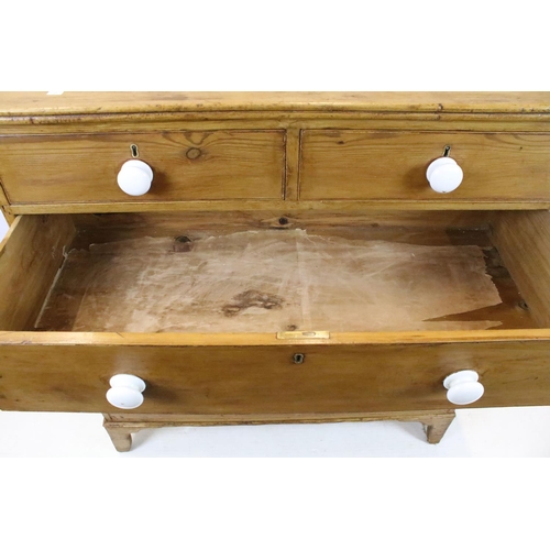478 - Victorian pine chest of two short and three long drawers, 108cm high x 103cm wide x 49cm deep