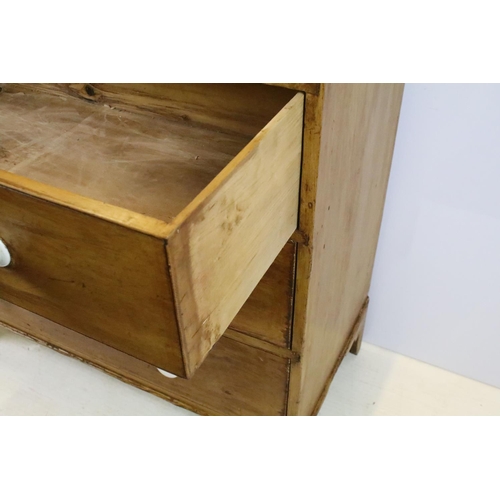 478 - Victorian pine chest of two short and three long drawers, 108cm high x 103cm wide x 49cm deep