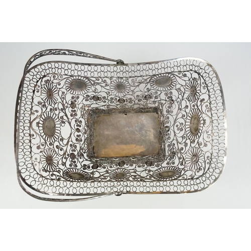 116A - Continental silver filigree swing handled basket, possibly Belgium 1814-1831