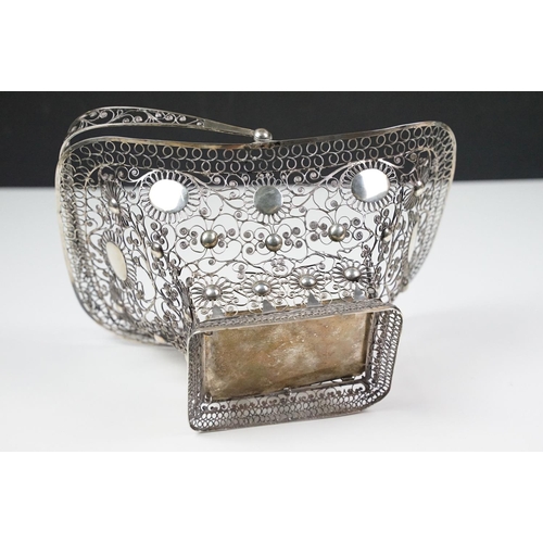 116A - Continental silver filigree swing handled basket, possibly Belgium 1814-1831