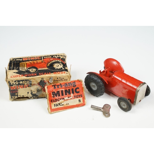 294 - Boxed vintage Tri-ang Minic tractor, together with antique miniature playing cards, picture block pu... 