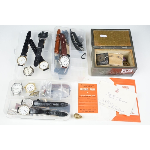 295 - Assortment of watches and straps, to include Seiko, Accurist, Auriol, non working, together with sig... 