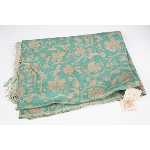 302 - Liberty London green floral fabric with original label together with antique hand sewn woodland tape... 