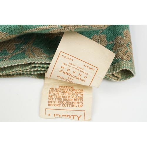 302 - Liberty London green floral fabric with original label together with antique hand sewn woodland tape... 