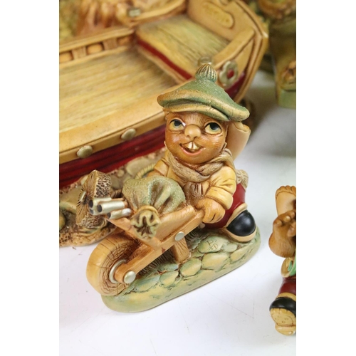 62 - Pendelfin hand painted stonecraft figurines and town scenes, to include Sweep, Cobble Cottage, Curio... 