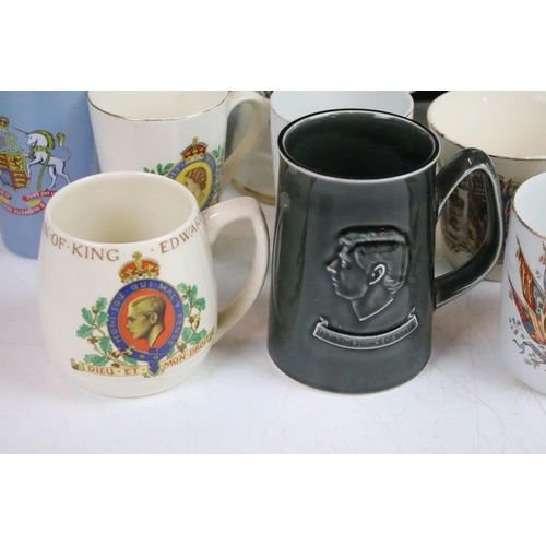 83 - Large assortment of commemorative Royal mugs to include Royal Minton, Holkham Pottery, J & G Meakin,... 