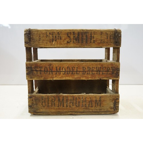 118 - Early 20th century Frederick Smith Ltd, Aston Model Brewery, Birmingham wooden bottle box / crate, 3... 