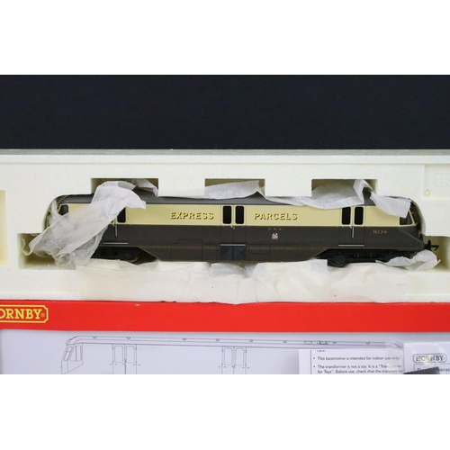 52 - Five boxed Hornby OO gauge locomotives to include R2876 GWR Diesel Railcar NO 34, R2545 BR Fowler 0-... 