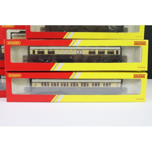 57 - 10 Boxed Hornby Railroad OO gauge items of rolling stock to include 2 x R4526 Operating Mail Coach 8... 