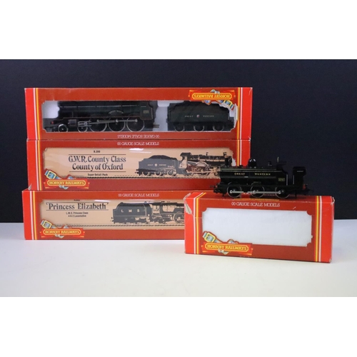 99 - Four boxed Hornby OO gauge locomotives to include R830 GWR 4-6-0 Loco Saint David, R390 GWR 4-4-0 Lo... 