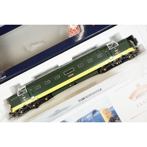 104 - Three boxed Bachmann OO gauge locomotives to include 31-550 V2 60800 Green Arrow BR green l/crest, 3... 