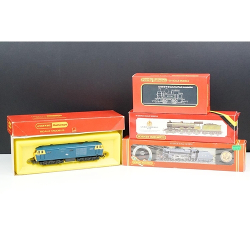 106 - Four boxed Hornby OO gauge locomotives to include R866 LNER B12 Locomotive, R320 LMS Class 5 Loco bl... 