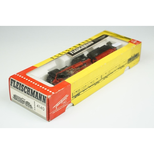 108 - Boxed Fleischmann HO gauge 4140 2-6-0 locomotive in black livery