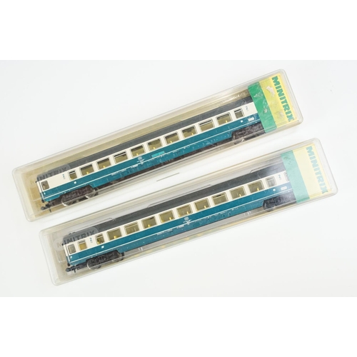 118 - 14 Cased N gauge items of rolling stock to include 7 x Bachmann 5, 2 x Minitrix, 3 x Fleischmann, 1 ... 