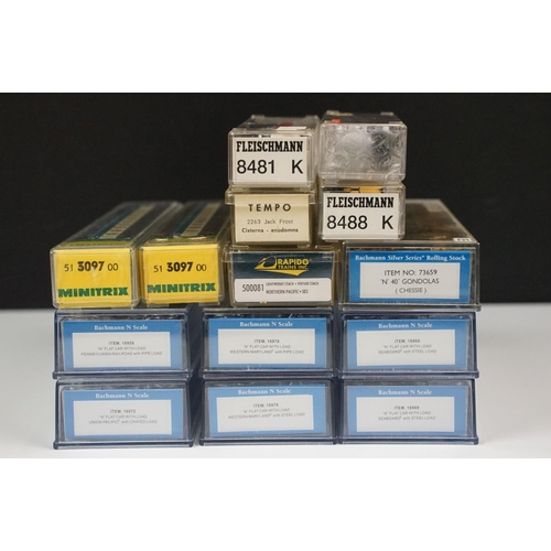 118 - 14 Cased N gauge items of rolling stock to include 7 x Bachmann 5, 2 x Minitrix, 3 x Fleischmann, 1 ... 