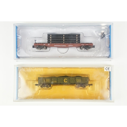 118 - 14 Cased N gauge items of rolling stock to include 7 x Bachmann 5, 2 x Minitrix, 3 x Fleischmann, 1 ... 