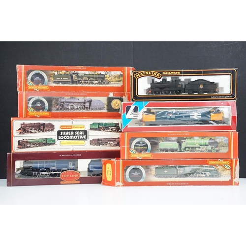 135 - Eight boxed OO gauge locomotives to include 6 x Hornby (R320 LMS Class 5 Loco black livery, R309 BR ... 