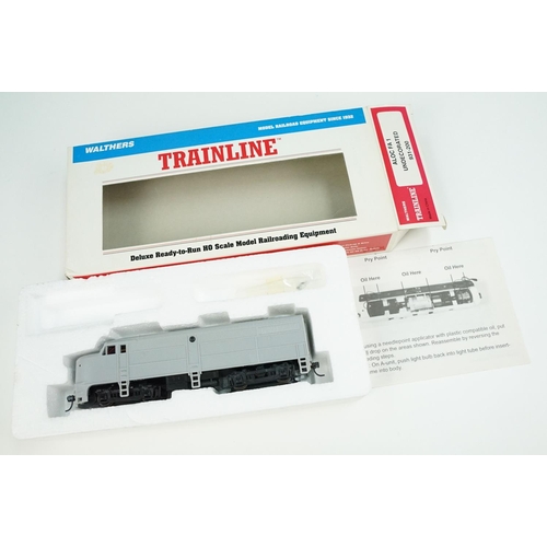 174 - Five boxed HO gauge locomotives to include Walthers Trainline 931-200 ALOC FA 1 Undecorated, 2 x Ath... 