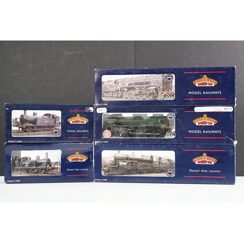 175 - Five boxed Bachmann OO gauge locomotives to include 32-850 NRM 9F 2-10-0 Standard 92220 Evening Star... 