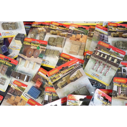 76 - Around 100 carded & boxed Hornby Skaledale OO gauge accessory items to include Wooden Summer House, ... 