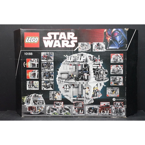 1437 - Lego - Boxed Lego Star Wars 10188 Death Star set, opened box but contents sealed, showing storage we... 