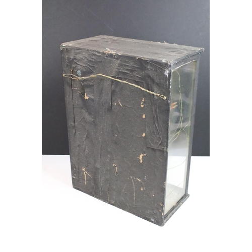 112 - Antique cased taxidermy bird with grasses decorative surround. H 41.5cm x W 30cm x D 17cm