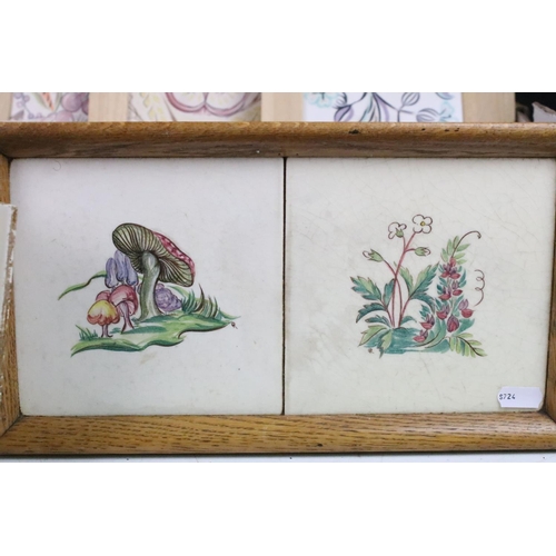 365 - Selection of hand painted tiles to include Dorincourt tiles, commemorative items, Alice in Wonderlan... 