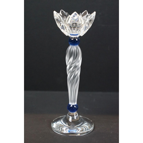 283 - Collection of Swarovski, comprising: candlestick with twisted stem, 16.5cm high, table lighter, 9cm ... 